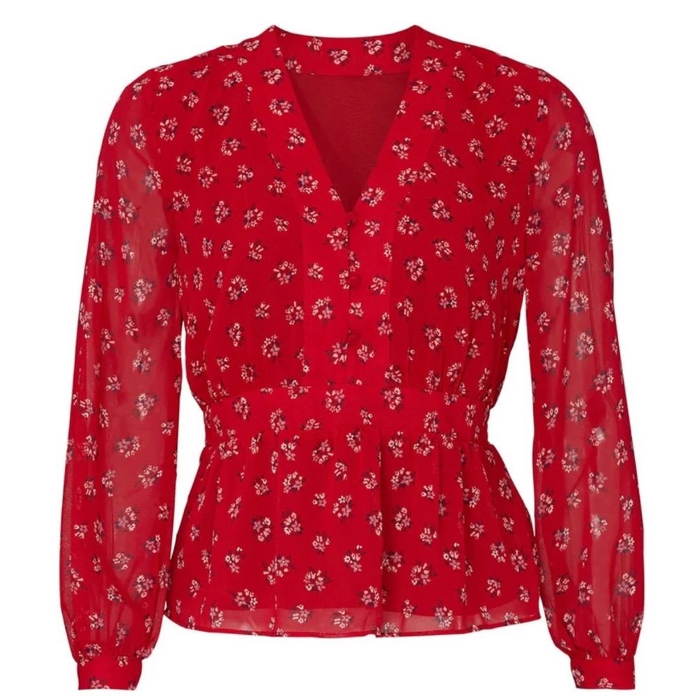 Red Floral Madewell blouse